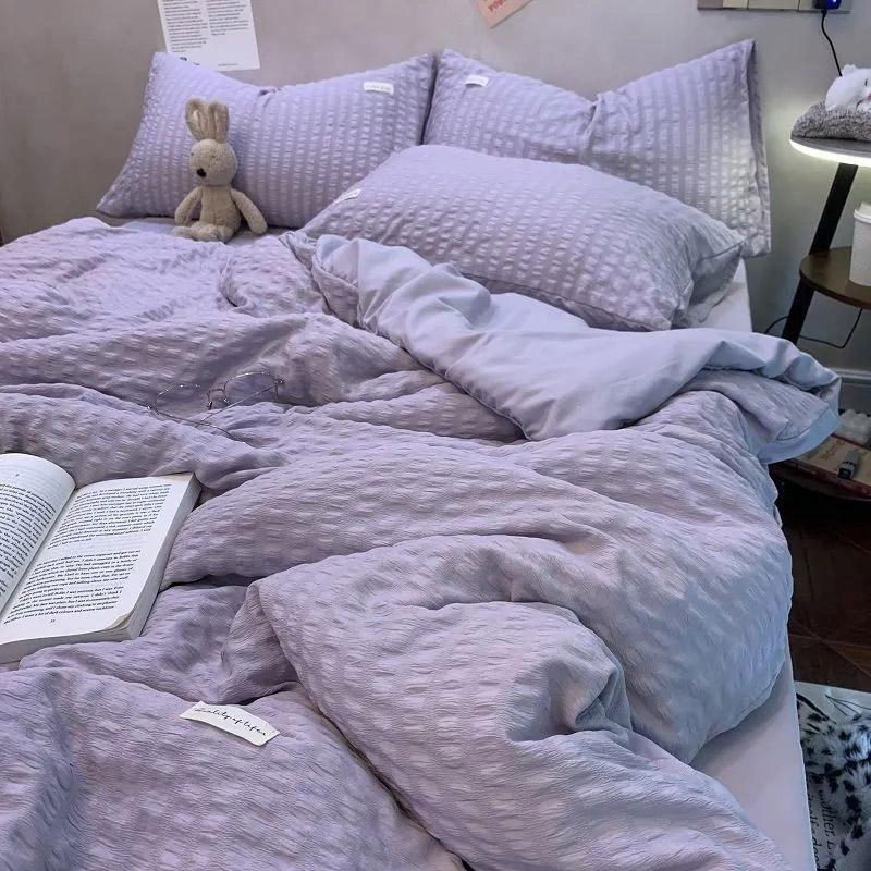 Корейский стиль, свежий Ins однотонный простыня, одеяло, наволочка, удобный комплект из четырех предметов, принцесса, студенческая кровать 1,2 м, комплект из трех предметов для общежития