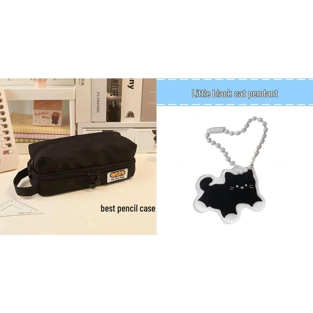 Двухъярусный пенал-раскладушка в японском стиле - Большая вместимость, простой черный дизайн