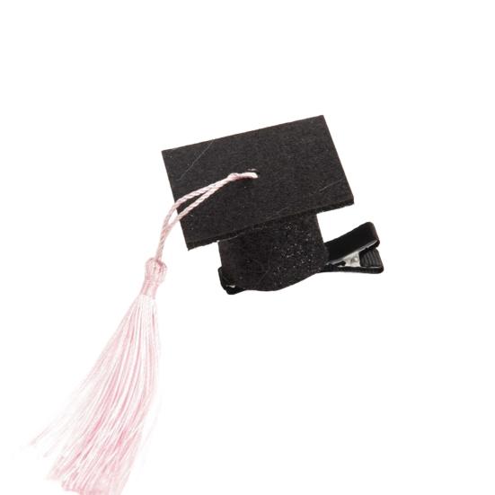 Yousheng Graduation Hat Hair Clip Felt Fabric Doctor Hat Shape Mini Cap with Tassel Hair Pin Kindergarten College Party Accessory