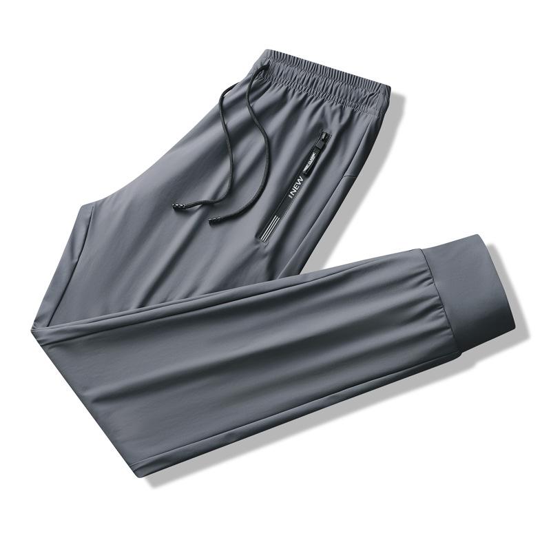 Мужские быстросохнущие повседневные брюки Ice Silk: Дышащий, Свободный крой, Эластичные манжеты, Летняя спортивная одежда