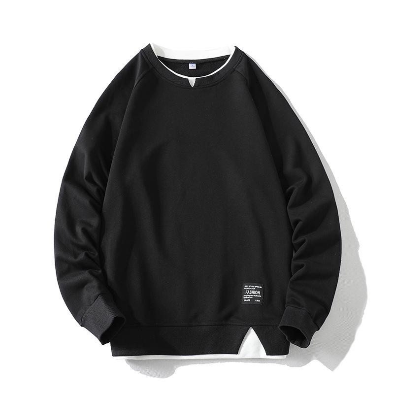 Мужской свитшот с круглым вырезом и многослойным эффектом: Трендовый, Универсальный Топ с Длинным Рукавом для Весны и Осени