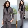 Women's Petite Gray Suit Jacket - 2025 Autumn/Winter High-End Formal Professional Set