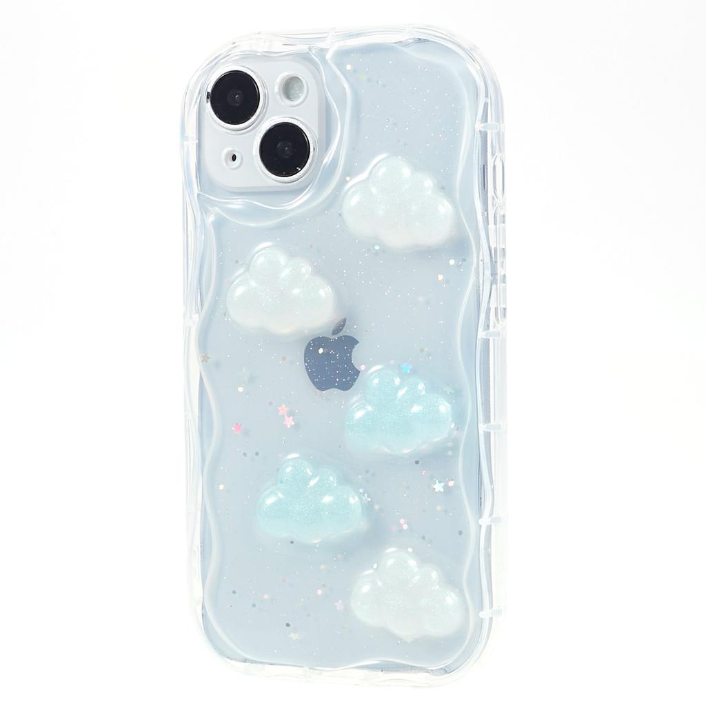 Back Cover for iPhone 13 6.1 inch,3D Butterfly/Cloud Pattern Epoxy TPU Phone Case