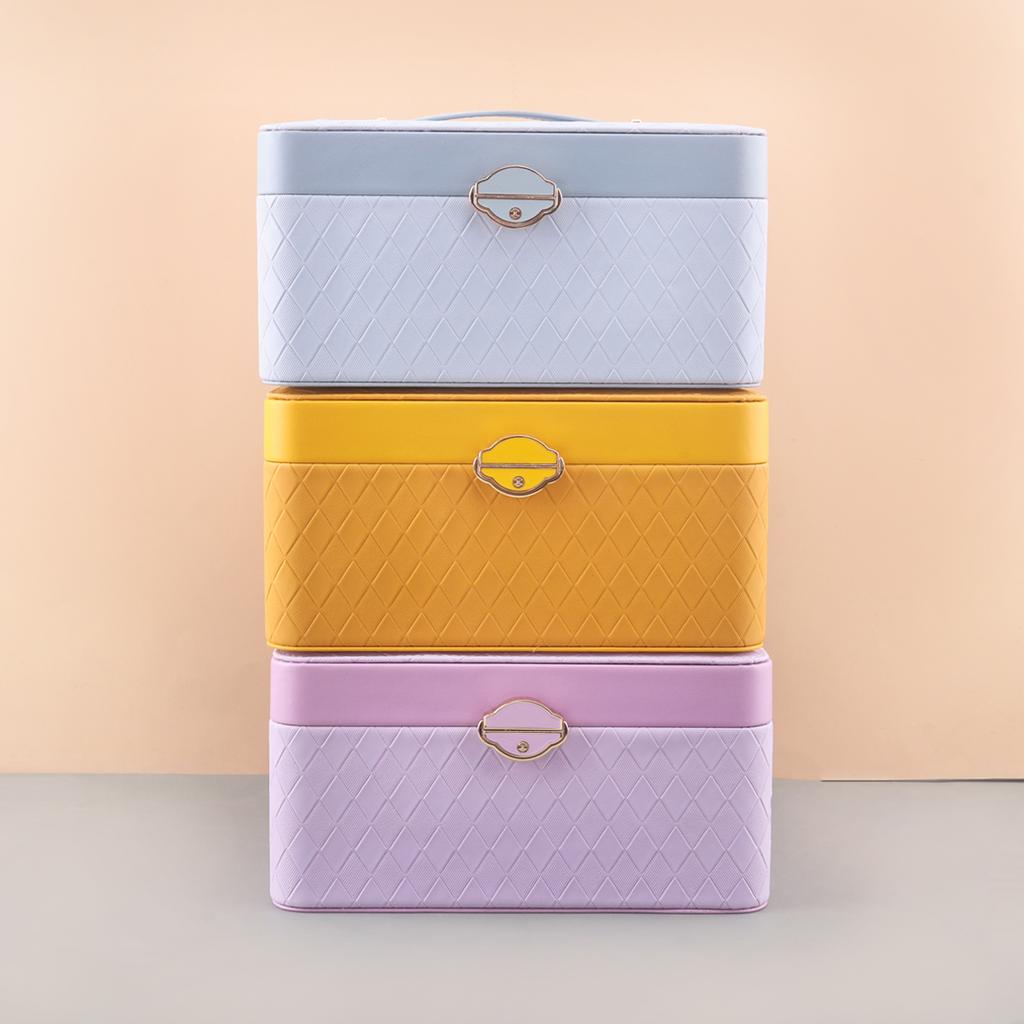 Двухслойный ящик из кожи для ювелирных изделий, легкая роскошная шкатулка для хранения сережек, ожерелий, с замком, органайзеры для хранения ювелирных изделий