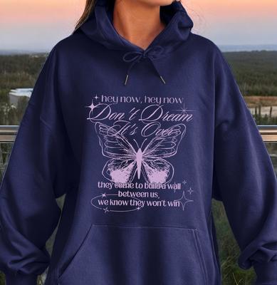 Не мечтай, это закончилось Креативный принт бабочки Женская толстовка Флис Мягкий пуловер Простая уличная спортивная одежда Свободные Трендовые топы