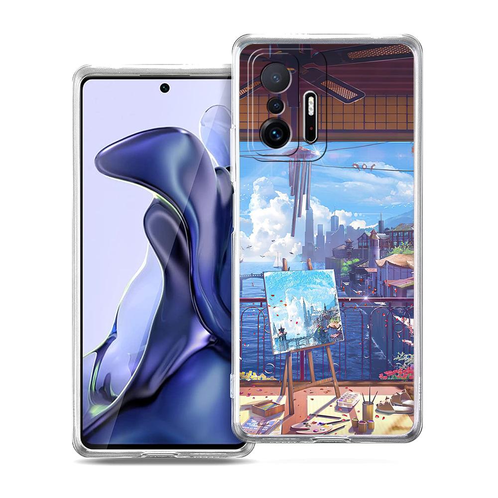 Чехол для телефона с аниме-пейзажем для Xiaomi 14 13 12 Lite Mi 11 Ultra 11X 13T 12T 11T Для Poco X5 X4 X3 NFC F5 F4 M4 Pro 5G Чехол