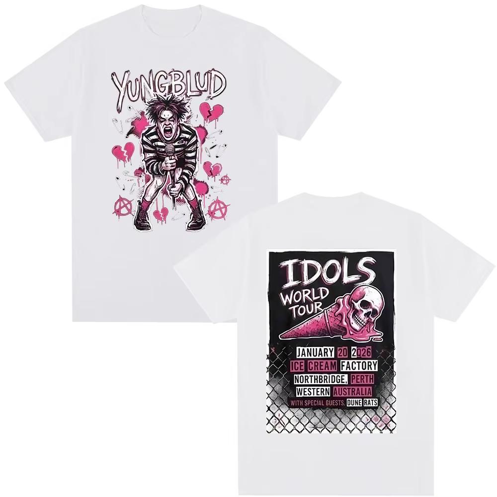 Певец Yungblud IDOLS Мировой Тур 2026 Футболки Унисекс Одежда Мода Короткий Рукав Футболка Хлопок Повседневная Футболка Топы