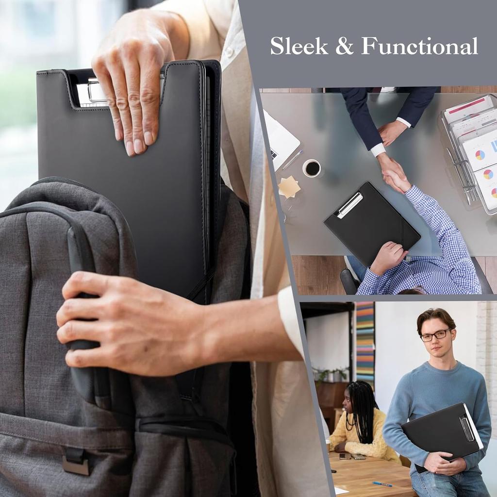 ProCase Clipboard Folder Portfolio, Leather Business Padfolio Organizer Letter Size Professional Folder Binder for Interview Meeting Resume Office