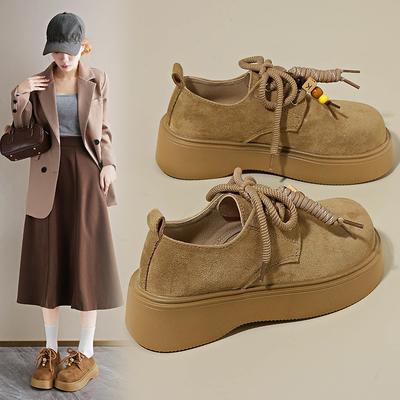 Ретро женские осенние новые лоферы на шнуровке с бисером, толстая подошва, увеличивающая рост, туфли-кенгуру Boken