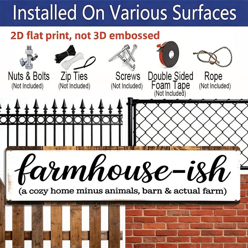 2D Flat 1pc, Farmhouse Aluminium Decorative Sign Family Wall Plaques Decorations Sign Farmhouse Entryway Rustic Plaques Art with Quotes for Home Cafe