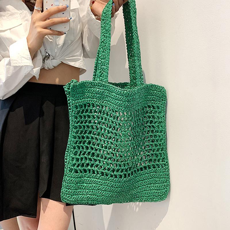 Yogodlns Летняя тканая полая сумка на плечо для женщин ярких цветов, дорожная, морская, пляжная, повседневная большая сумка