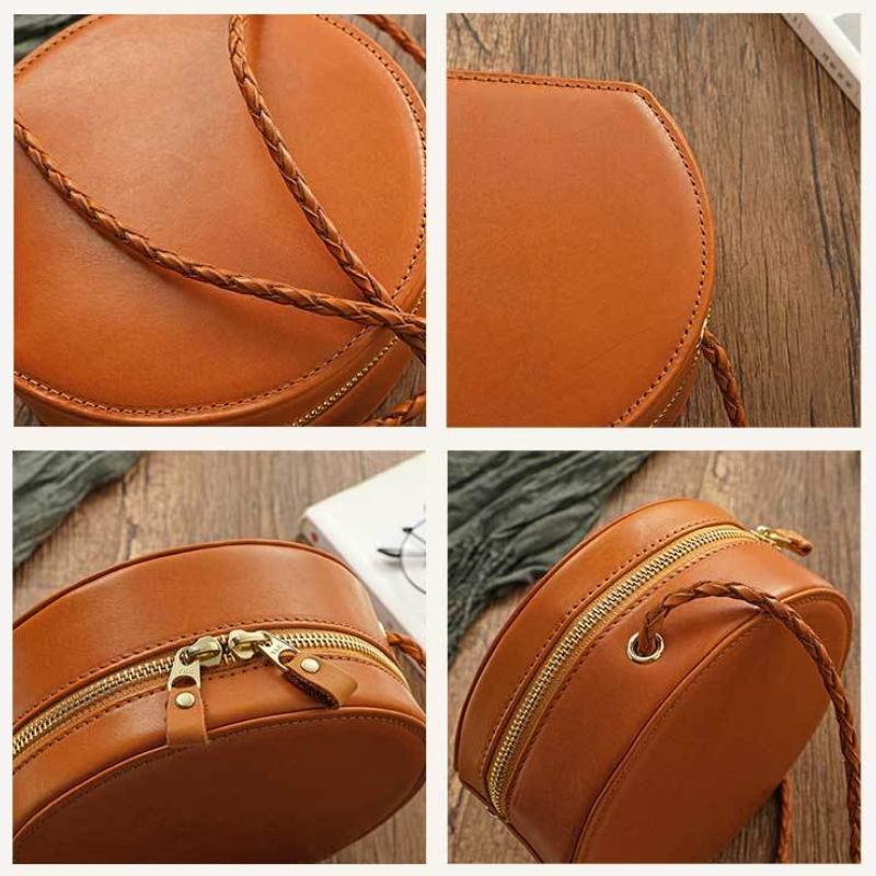 Johnature Простая маленькая круглая сумка из натуральной кожи, женские сумки из натуральной яловой кожи на плечо и через плечо