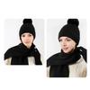 3Pcs/Set Women Winter Hat Scarf Gloves Set Solid Color Elastic Thickened Warm Brimless Hat Long Scarf Knitting Gloves Set