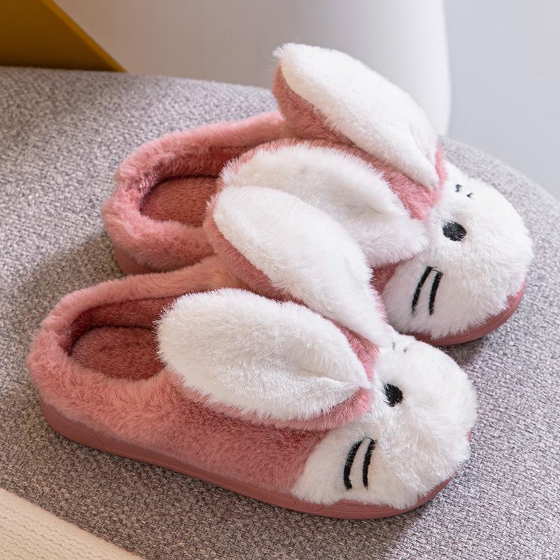 Kids' Cartoon Rabbit Slippers: Cozy Indoor Family Footwear for Autumn & Winter