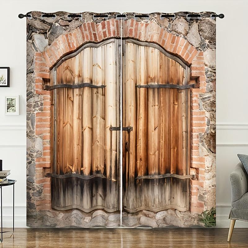 2 шт. деревенская занавеска на окно старая деревянная дверь амбара узор фермерский дом сельская местность деревня сельский принт занавеска для кухни комната