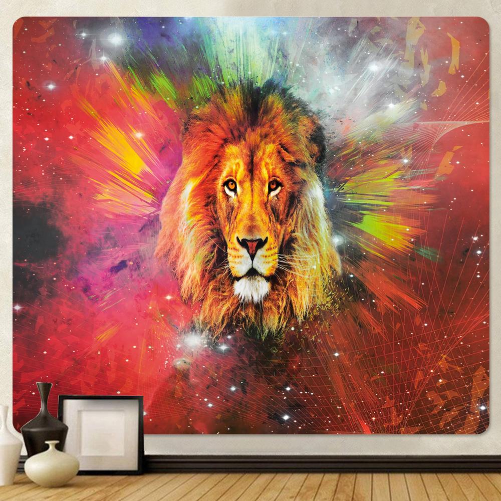 Гобелен с совой, львом, психоделической сценой, гобелен в стиле арт-деко, хиппи, декор в стиле бохо, эстетика спальни, настенный домашний декор