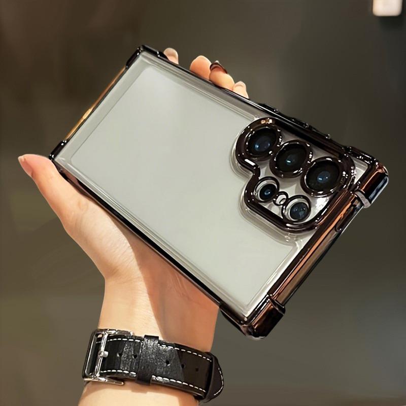 Transparent Phone Case For Samsung Galaxy S26 S25 S24 Ultra Plus S26Ultra Cases Plating Shockproof Bumper Clear Cover