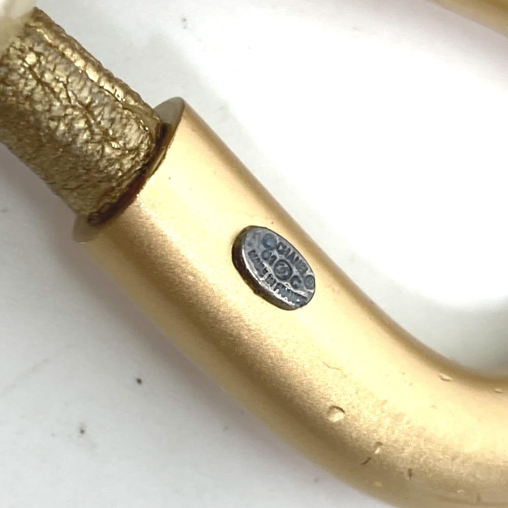 CHANEL 01C Faux pearl  belt Leather Gold