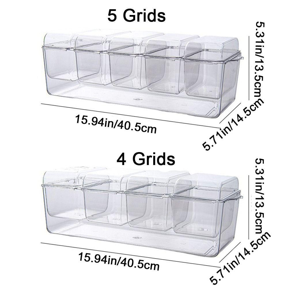 Пластиковый лоток для приправ с решеткой 4/5, разделительная крышка, пылезащитная прозрачная коробка для свежего льда, большая емкость, коробка для салата из охлажденных фруктов для пикника