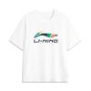 Li Ning Sports Lifestyle Series 2024 Honor Color Series In My Name Большой логотип с принтом Культурные спортивные футболки с короткими рукавами унисекс-топы белого цвета AHSUC27-1