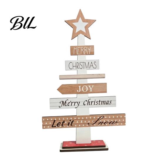 Festive Home Decor Pieces Christmas Tree Ornament, Wooden Letter Sign Decorative Xmas Ornament Sets for Compact Stable Party Supplies Holiday