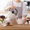 [.co.jp Exclusive] Fuji Enamel Kettle, 2.5L, Light Gray, Glass Lid for Easy Viewing and Wide Mouth for Easy Cleaning, Induction and Gas Compatible