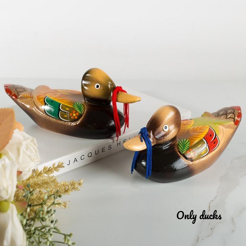 Mandarin Duck Wooden Hand Drawn Colorful Duck Ornament New House Wedding Decoration Home Desktop Decoration