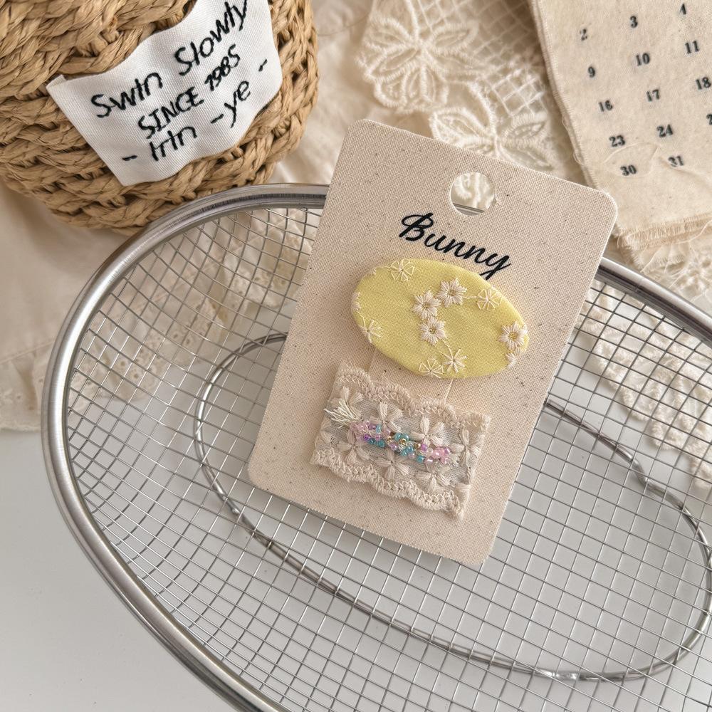 Мультяшные милые заколки для волос с кроликами, тканевые кружевные детские BB-заколки, заколки для волос для маленьких девочек, детские аксессуары для волос, головные уборы, зажимы для волос