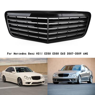 Решетка переднего бампера, подходит для Mercedes Benz W211 E350 500 07-09, глянцево-черная