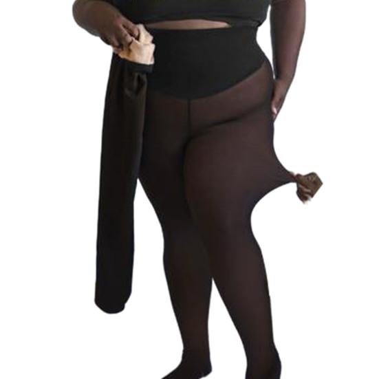 Женские флисовые леггинсы с одним швом, теплые, имитирующие прозрачные колготки, термолеггинсы для контроля живота для свиданий, вечеринок, работы