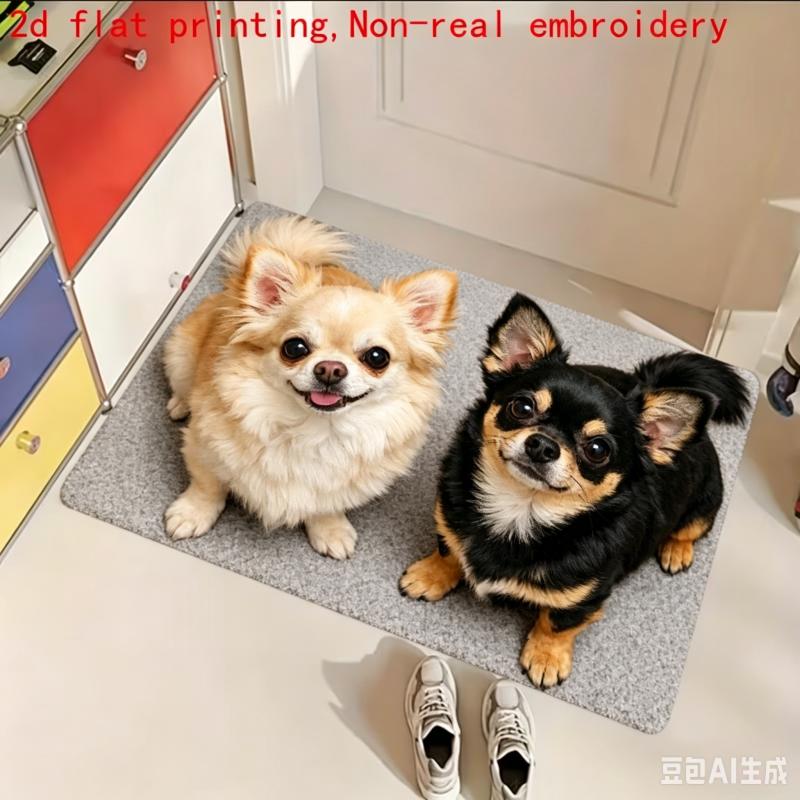 Cute Chihuahua Welcome Doormat Long Haired Dog Floor Rug Indoor Outdoor Entrance Carpet for Living Room Pet Lover Gift