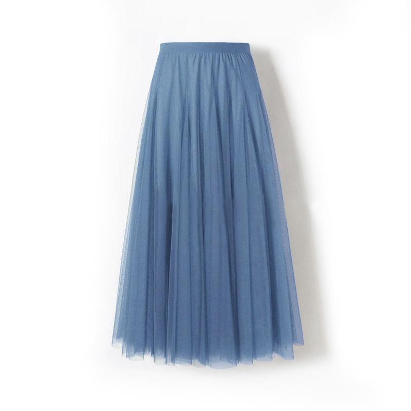 1 шт. Юбка разных цветов с подкладкой, однотонная сетка, тюль, летняя юбка-трапеция, женская, весна, высокая талия