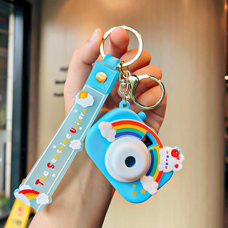 Adorable Cartoon Projection Camera Keychain Charming Gift For Students And Car Owners