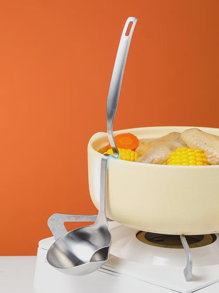 Японская ложка для супа из нержавеющей стали 304 с длинной ручкой — креативный дизайн для каши/горячего горшка в домашнем хозяйстве