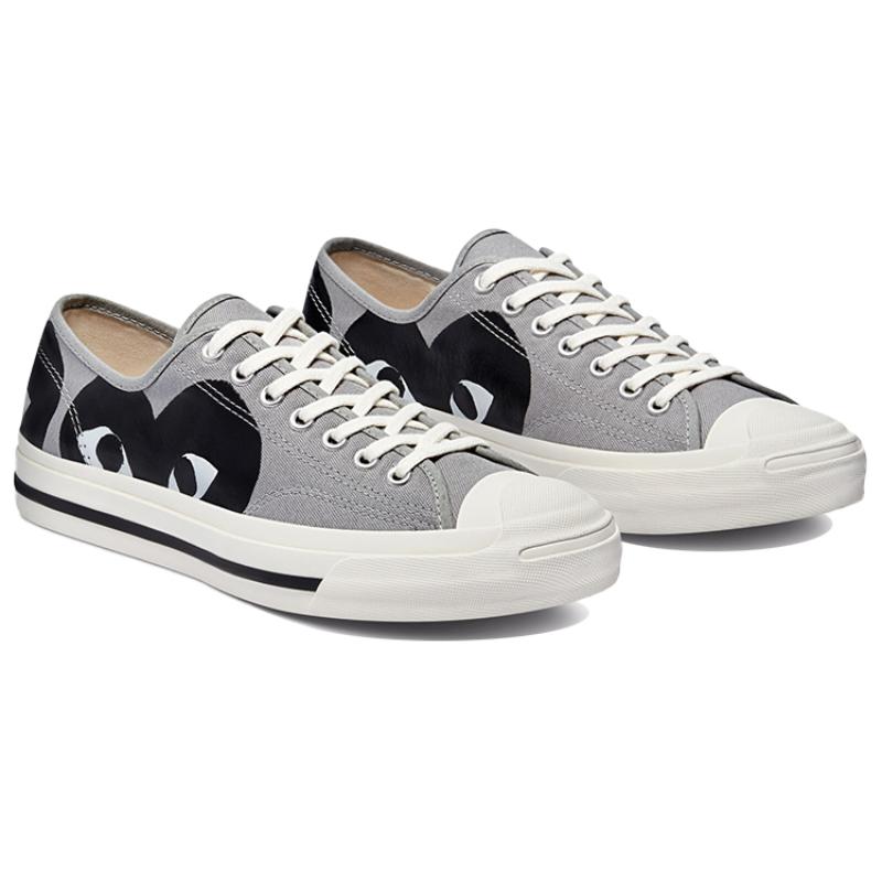 Comme des Garcons Play x Converse Jack Purcell Универсальные Модные Низкие Кеды из Холста Унисекс Черный и Серый