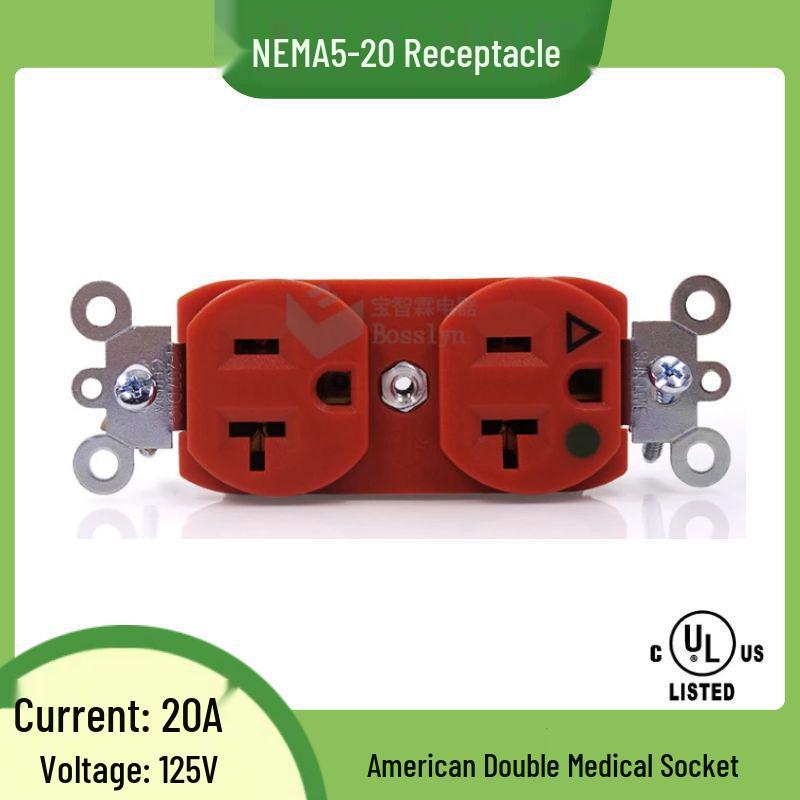 US Standard Medical Grade Double Gang 5-20R Industrial Socket