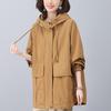 Женский хлопковый тренч с капюшоном большого размера 2024 - Повседневный стиль средней длины для весны и осени