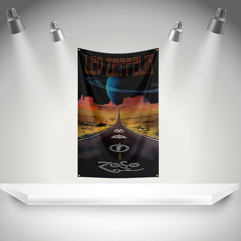 L-Led Zepplin Flag Rock Music Band Banner HD Printing Tapestry Exhibition Music Band Fans Garage Decor