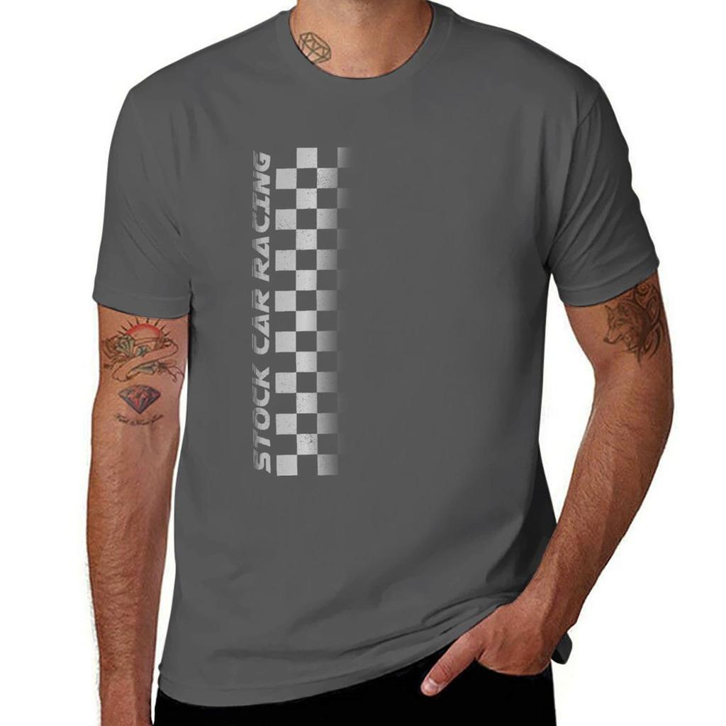 Stock Car Racing Chequered Flag Side Design Tshirt Summer Festival Tshirt