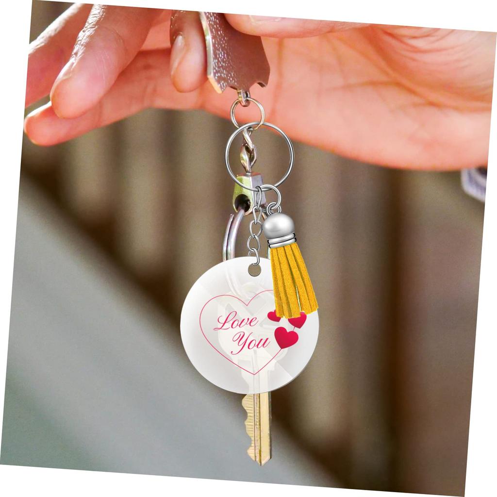 EXCEART 120pcs 2-inch Clear Acrylic Key Ring Blanks with Tassels and Jump Rings, DIY Keychains, Craft Supplies, Smooth Edges, Protective Film Included