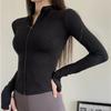 Spring Summer Slim Fit Crop Tops Women Sports Fitness Long Sleeve Coat Woman Streetwear Zipper Up T-Shirt