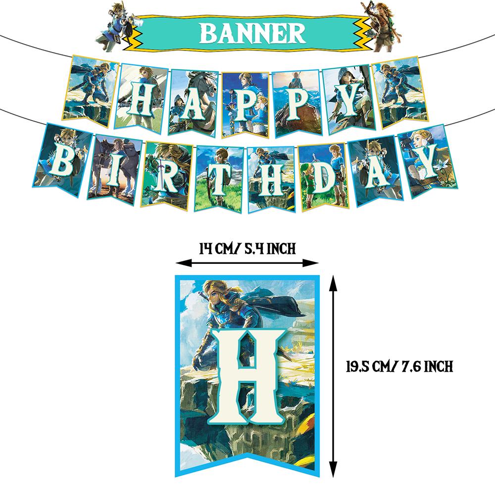 32pcs Zelda's Birthday Party Supplies Include Banners, Balloons, Cake Toppers