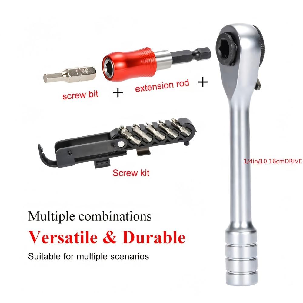 Набор велосипедных трещоточных ключей, Портативный велосипедный инструмент, Многофункциональный инструмент, Складной набор шестигранных ключей и отверток, Шестигранный ключ с рычагом для бортировки шин