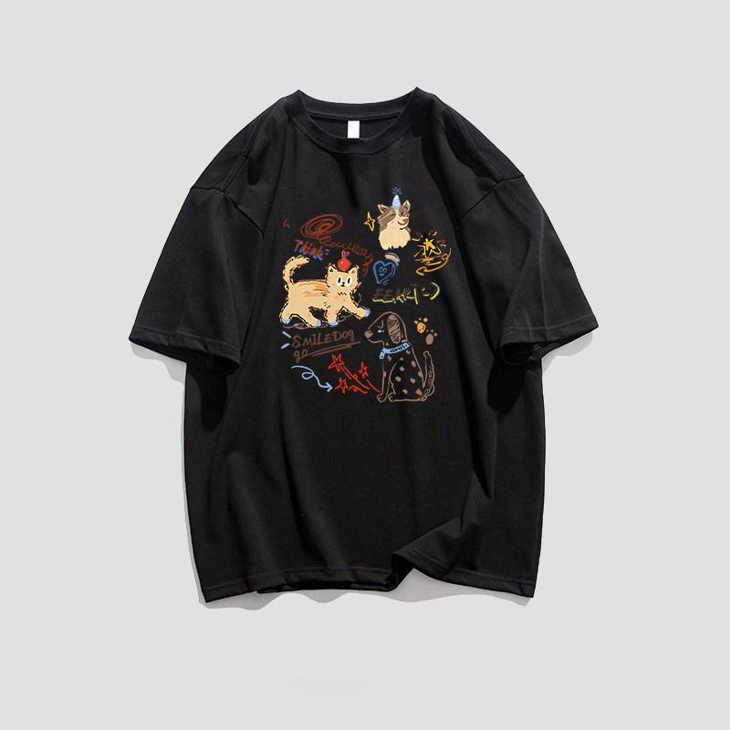 Женская летняя свободная повседневная футболка большого размера с американским мультяшным принтом, короткий рукав