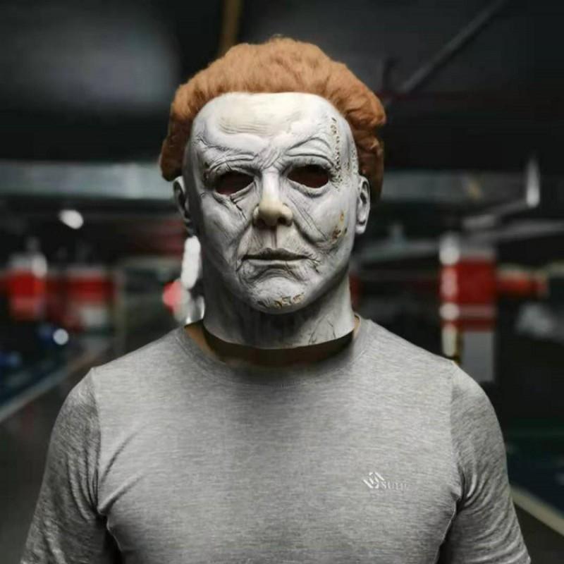 Halloween Michael Myers Mask Long Straight Hair Latex Horror Costume Prop