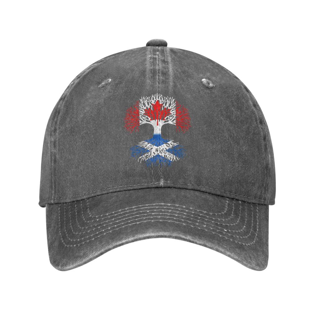 Canadian Grown with Scottish Roots Canada Scotland Flag Tree Casual Baseball Cap For Unisex Men Summer Tennis Skate Trucker Hat