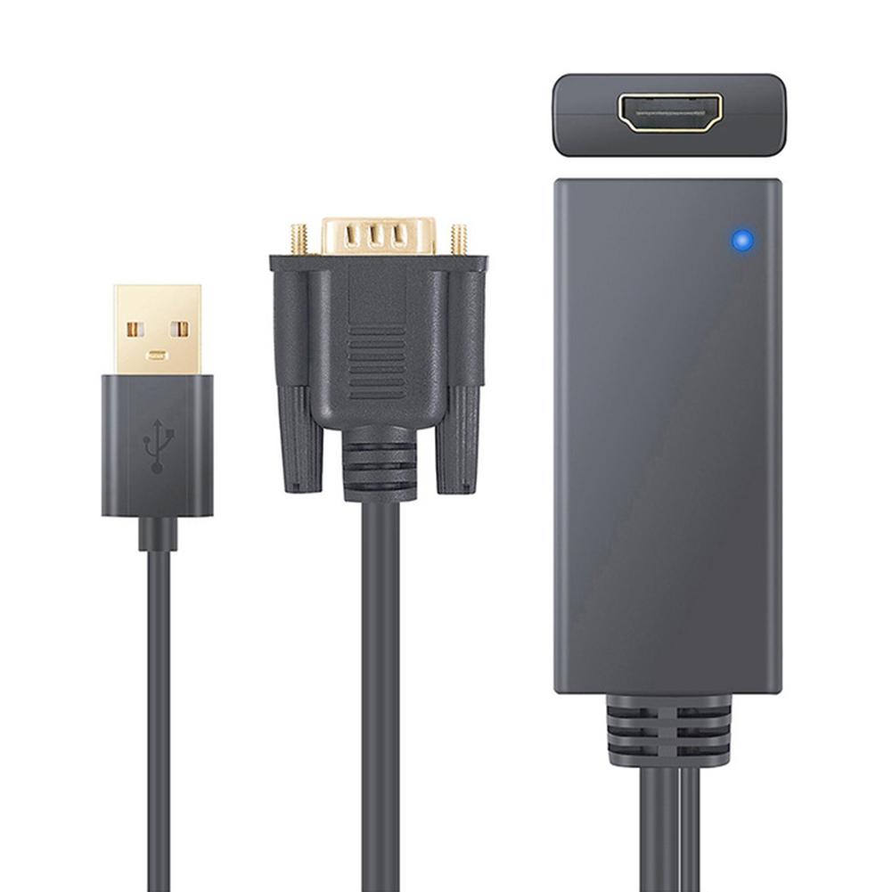 ABS Черный Конвертер VGA в HDMI с USB и Переключателем Аудио Адаптер для Компьютера ПК Ноутбука DVDЧерный