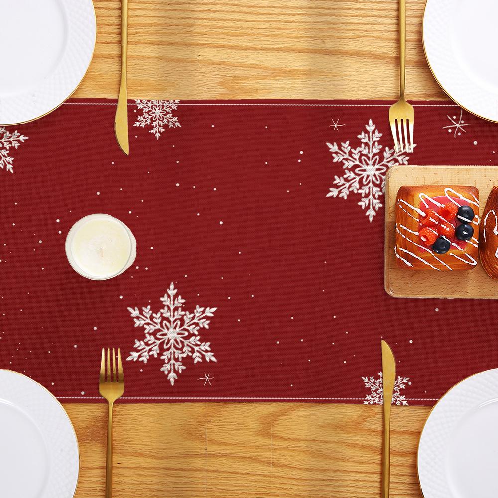 Рождественский печатный настольный флаг, украшение для дома, маленькая скатерть, льняная маленькая скатерть