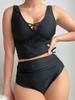2025 сексуальный однотонный купальник с бретельками женский крест-накрест пуш-ап танкини бразильский женский купальник с высокой талией полый купальный костюм