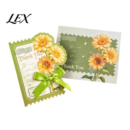Ribbon Bow Cards Floral Greeting Card with Envelope, Thank You Bow, Celebration Envelope Best Wishes Note for Wedding, Birthday, Baby Shower,